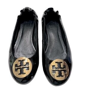 Tory Burch Womens Black Patent‎ Leather Ballet Flats Sz 38/7.5US